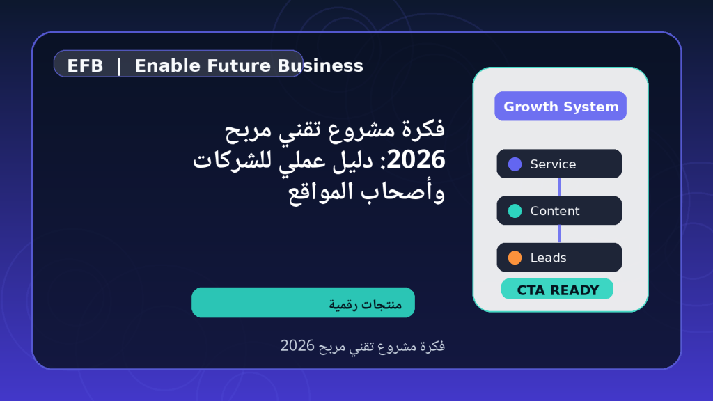 فكرة مشروع تقني مربح 2026: دليل عملي للشركات وأصحاب المواقع — فكرة مشروع تقني مربح 2026
