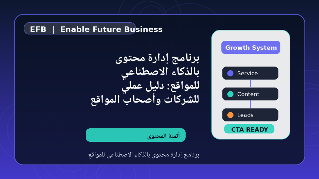 برنامج إدارة محتوى بالذكاء الاصطناعي للمواقع: دليل عملي للشركات وأصحاب المواقع — برنامج إدارة محتوى بالذكاء الاصطناعي للمواقع