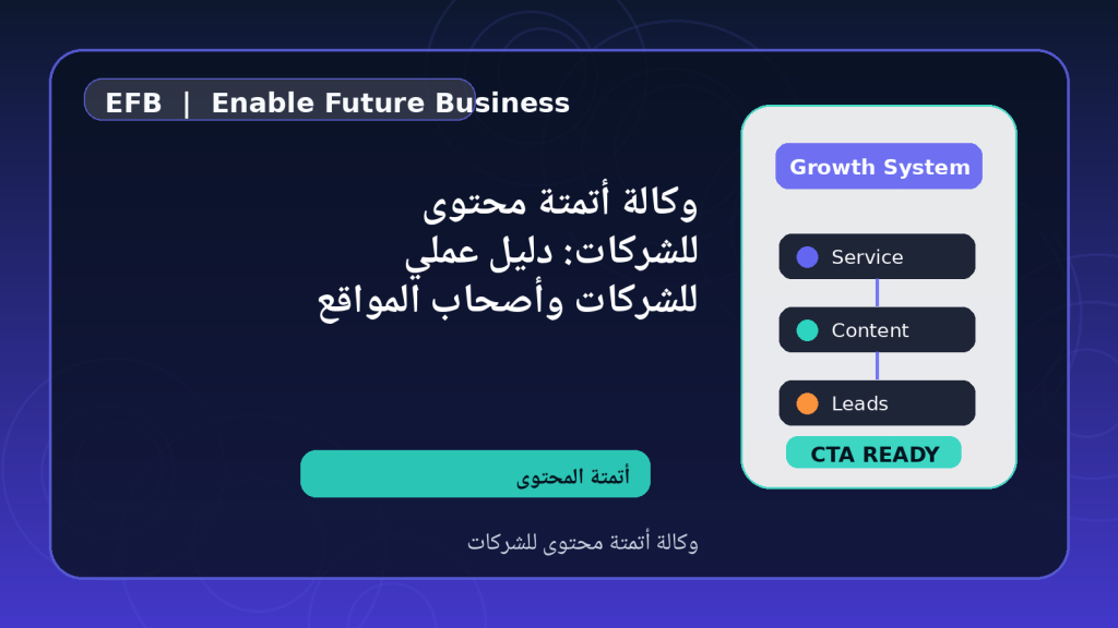 وكالة أتمتة محتوى للشركات: دليل عملي للشركات وأصحاب المواقع — وكالة أتمتة محتوى للشركات